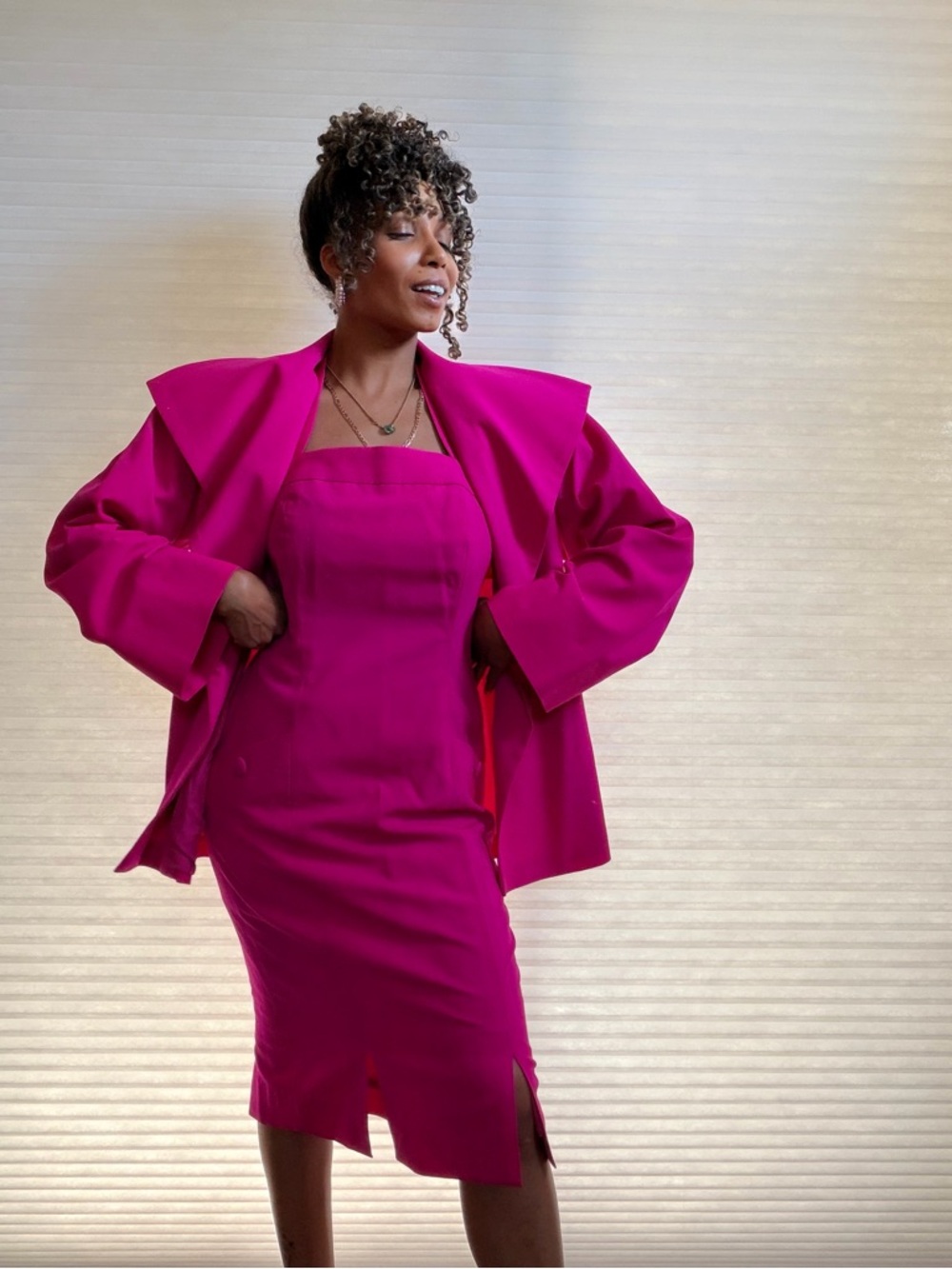Warren George Vintage Hot Pink Halter Dress
